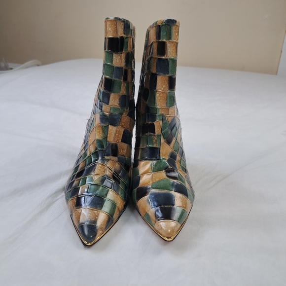 Tory Burch Shoes Tory Burch Lila 90mm Ankle Bootie Stained Glass Leather Size 7M - Picture 1 of 12